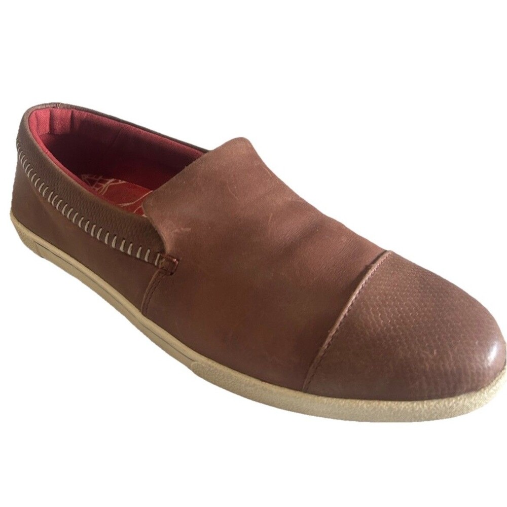 Olukai Alohi Womens Size 8 Leather Brown Loafers Slip On Cap Toe Casual Shoes